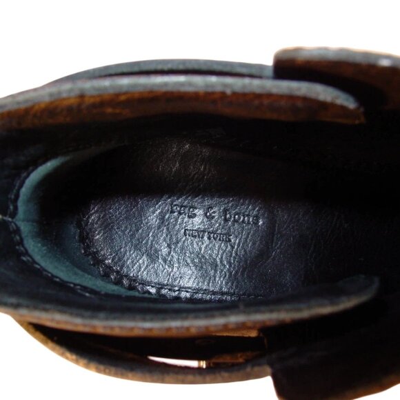 RAG & BONE Harlow $495 Moto Ankle Strap Heeled Booties Ankle Boots 38.5/8.5 - Picture 9 of 10